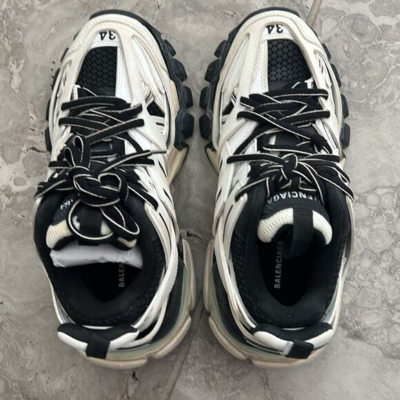 Balenciaga Track Sneakers, White/Black, Extra Shoe Laces, Size, EU34 US4 - Picture 6 of 16